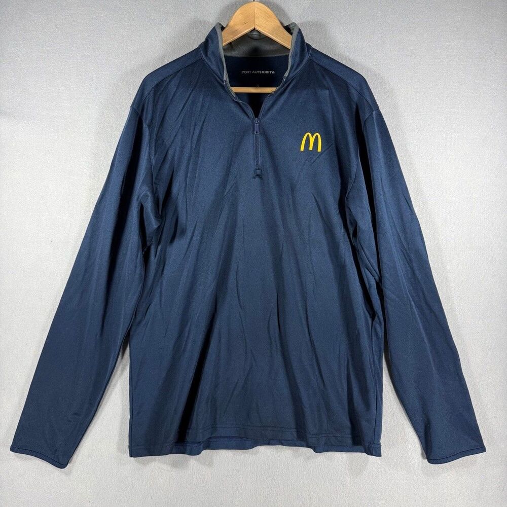 McDonald's Port Authority Quarter Zip Pullover Mens L Navy Blue